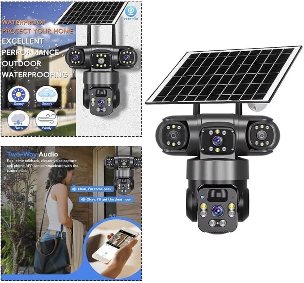 V380 Pro 3 Lens 3 Views Wireless Cctv Camera 4G Security Camera