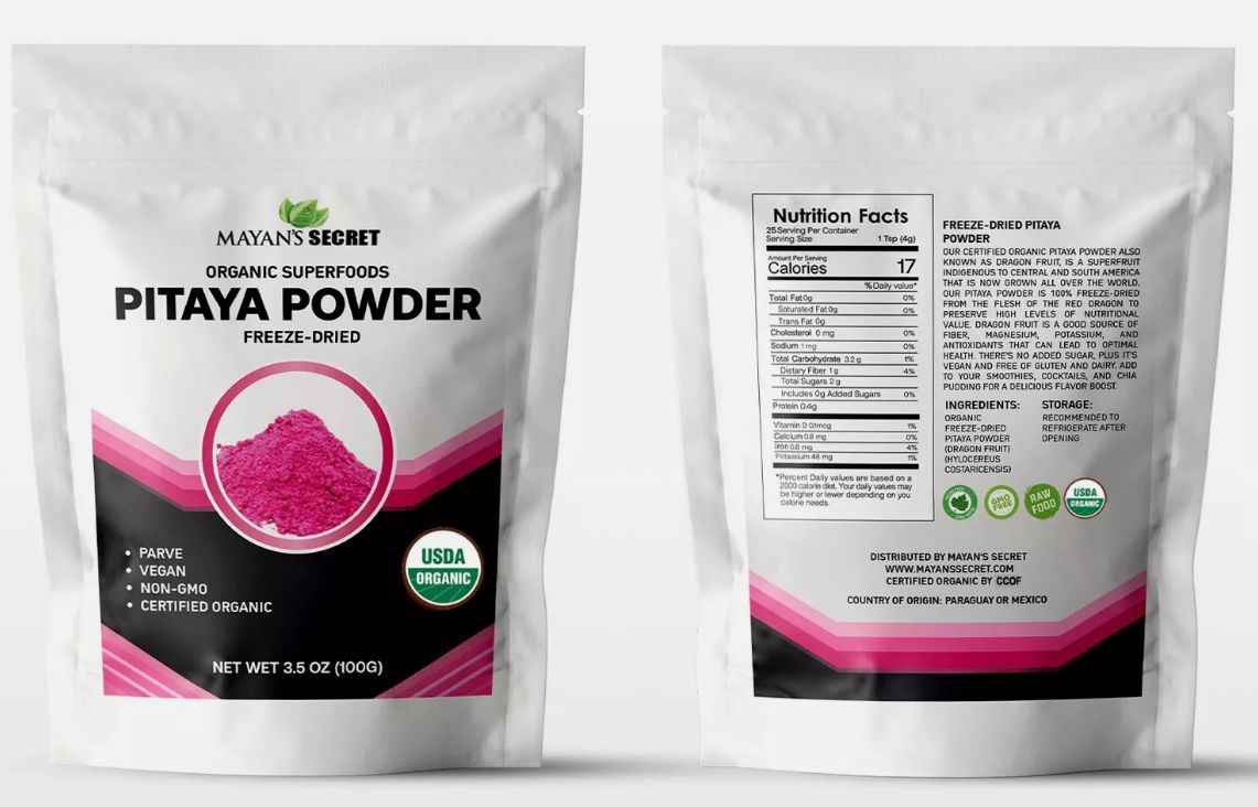 Superfood Organic Freeze-Dried Pitaya Powder Dragon Fruit