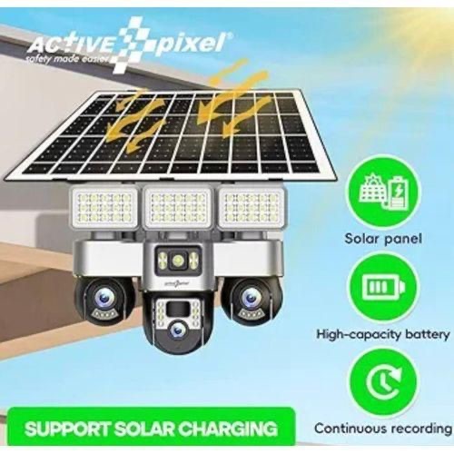 4G Sim Card Camera With Solar Panel Outdoor Floodlight Triple Camera Surveillance Security