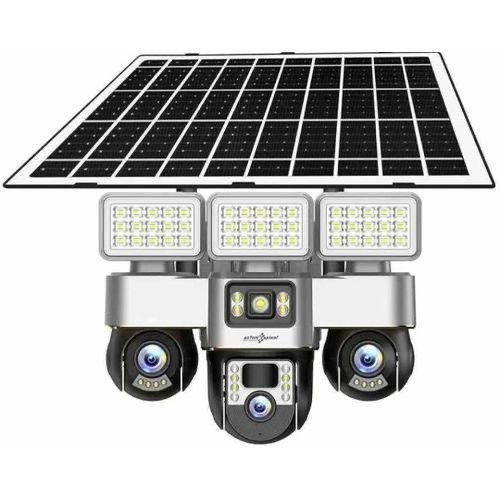 4G Sim Card Camera With Solar Panel Outdoor Floodlight Triple Camera Surveillance Security