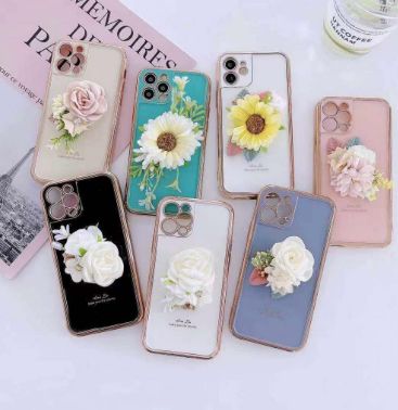 Apple iPhone 12 Blue Case Fashion Flower Smart Shockproof