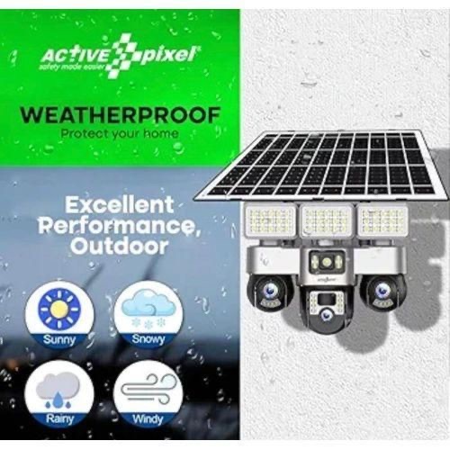 4G Sim Card Camera With Solar Panel Outdoor Floodlight Triple Camera Surveillance Security