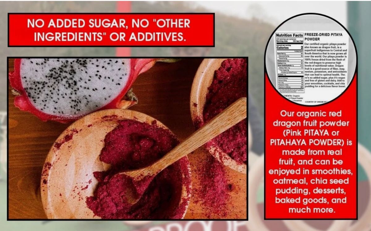 Superfood Organic Freeze-Dried Pitaya Powder Dragon Fruit